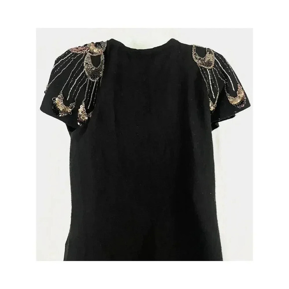 Nanette Lepore Kartika Mini Dress Sz S 100% Merino Wool Sequins Shoulder Classic - Picture 8 of 10